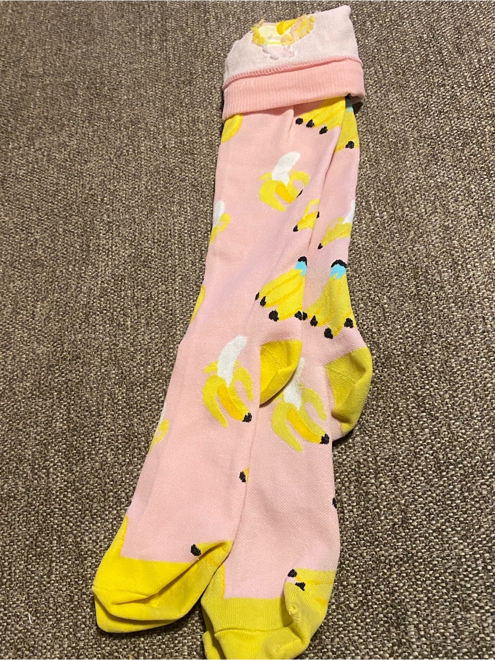 Pink Banana Print Knee-High Socks